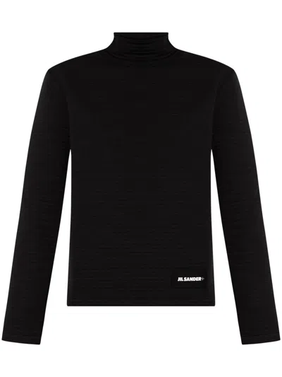 Jil Sander Ribbed-effect Sweatshirt In Black
