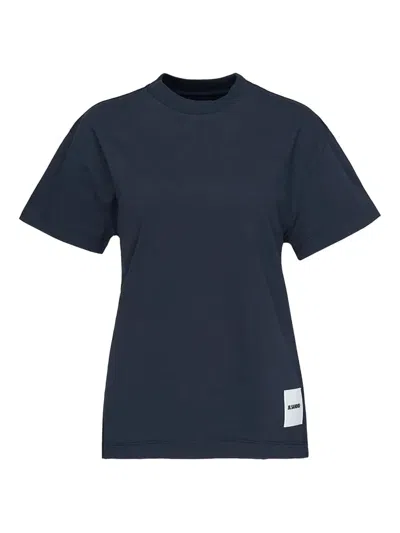 Jil Sander Logo-patch T-shirt In Blue