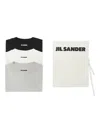 Jil Sander Logo-patch T-shirt (set Of Three) In Gray