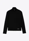 Jil Sander Logo-patch Turtleneck Sweater In Black