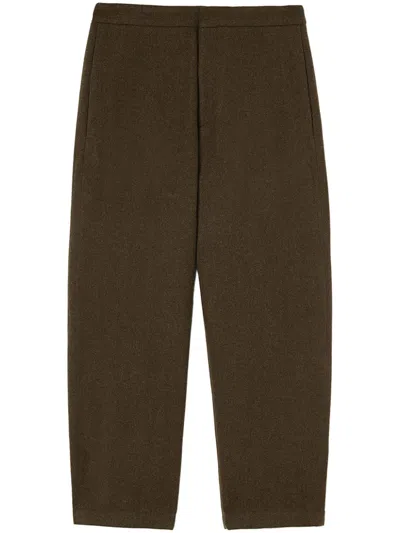 Jil Sander Tapered-hose Mit Logo-patch In Green