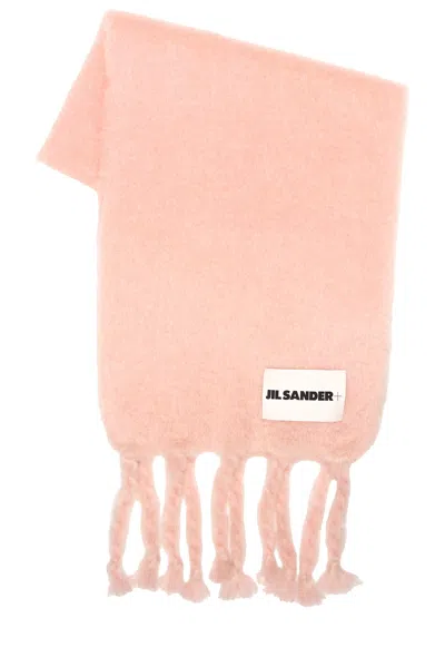 Jil Sander Logo Plain Scarf In Pink