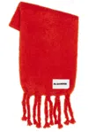 Jil Sander Logo Plain Scarf In Red