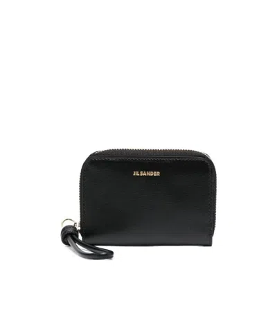 Jil Sander Logo-plaque Zipped Wallet In 001