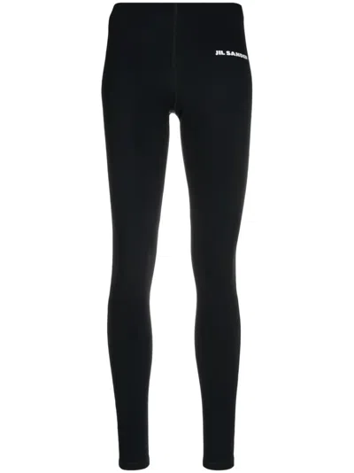 Jil Sander Logo-print 7/8 Leggings In Schwarz