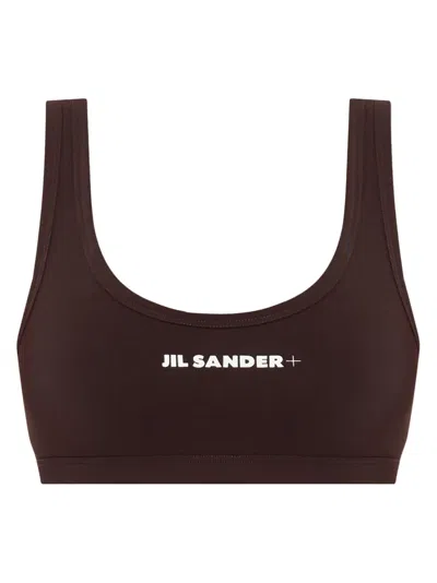Jil Sander Logo-print Bikini Top In Black
