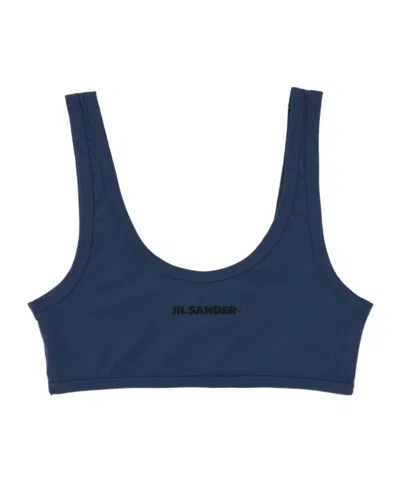 JIL SANDER JIL SANDER LOGO-PRINTED SCOOP NECK BIKINI TOP
