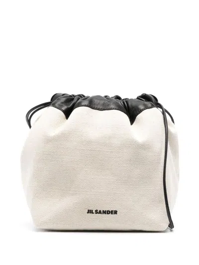 Jil Sander Logo-print Bucket Bag In Neutrals