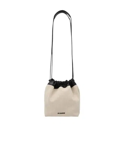 Jil Sander Logo-print Bucket Bag In Nude
