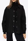 Jil Sander Logo Print Buttoned Jacket In Black