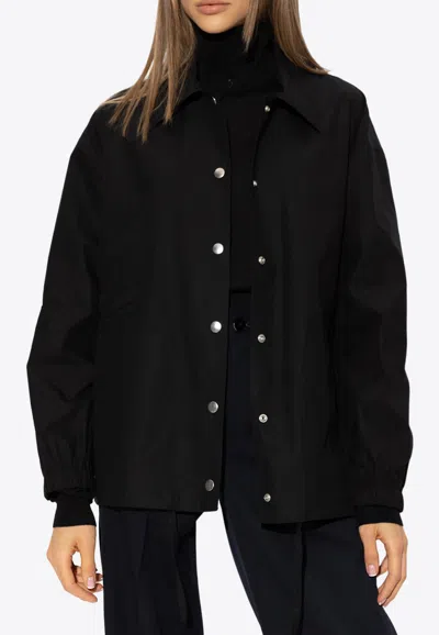 Jil Sander Logo Print Buttoned Jacket In Black