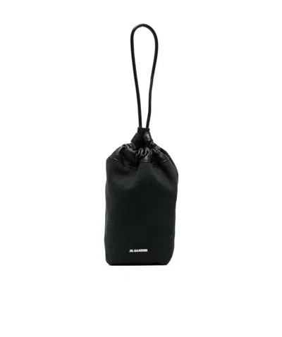 Jil Sander Logo-print Clutch Bag In Black