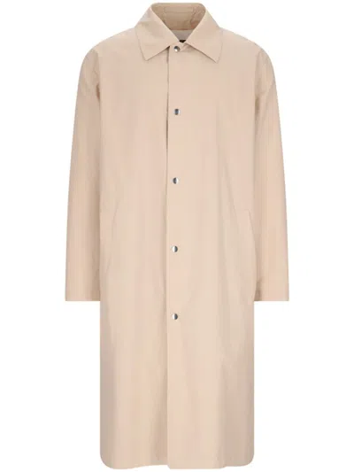 Jil Sander Logo-print Coat In Neutrals