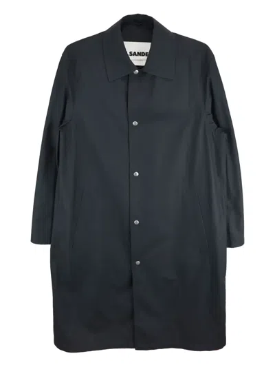Jil Sander Logo-print Cotton Coat In Black