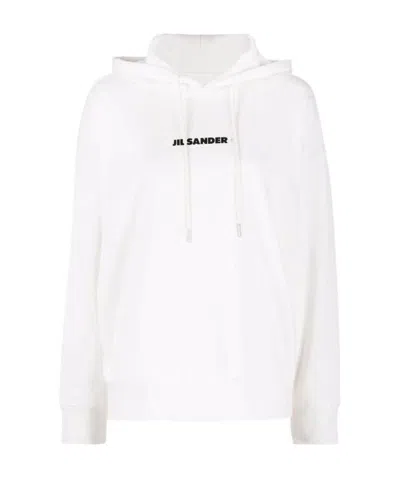 Jil Sander Logo-print Cotton Hoodie In White