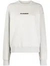 Jil Sander Crew Neck Long Sleeve Boxy Fit Printed Logo Sweatshirt In Grey