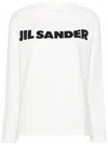 Jil Sander Crew Neck Long Sleeves T-shirt With Ribbed Collar And Printed Logo On The Front Clothing In Neutrals