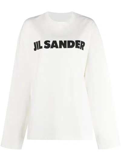 Jil Sander Logo-print Cotton Sweatshirt In White