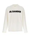 Jil Sander Men White Crewneck Sweatshirt With Contrasting Logo Print At The Front In Cotton Man In White
