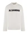 Jil Sander Men White Crewneck Sweatshirt With Contrasting Logo Print At The Front In Cotton Man In White