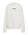 Jil Sander Crew Neck Long Sleeve Boxy Fit Printed Logo Sweatshirt In White