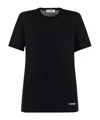 Jil Sander Night Blue Cotton Jersey Regular T-shirt By Ganni With Sleeve And Front Print. In Black