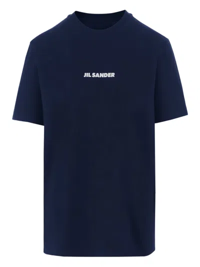 Jil Sander Logo-print Cotton T-shirt In Blue