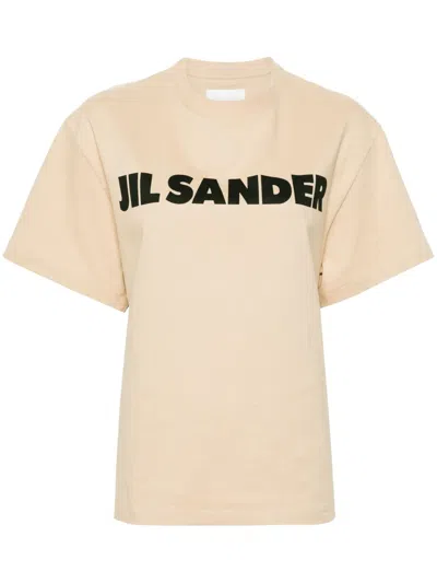 Jil Sander Ss Logo Chest Print Dark Sand T-shirt In Beige