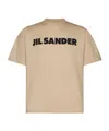 Jil Sander Beige Crewneck T-shirt With Maxi Logo Lettering On The Front In Nude