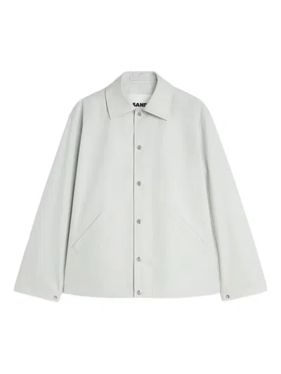 Jil Sander Logo-print Cotton Taffeta Jacket In Gray
