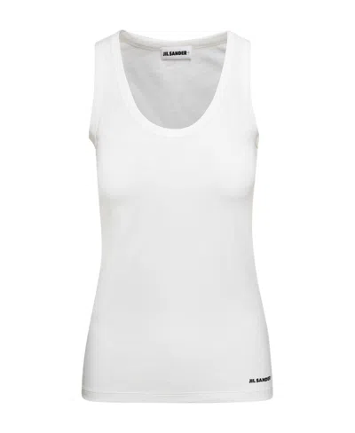 Jil Sander Logo-print Cotton Tank Top In White
