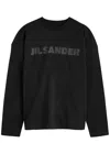 Jil Sander Men Black Long Sleeve T-shirt With Front Logo Print In Cotton Man In Black