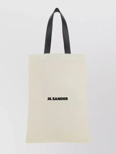 Jil Sander Natural-colored Linen And Cotton Tote Bag In White