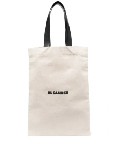 JIL SANDER LOGO-PRINT COTTON TOTE BAG