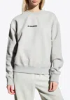Jil Sander White T-shirt With Contrasting Logo Print In Gray