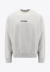 Jil Sander Ribbed Cotton Sweatshirt With Cuffs And Hem In Gray