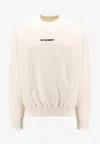 Jil Sander Logo Print Crewneck Sweatshirt In Neutral
