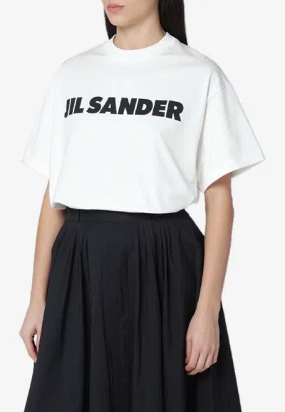 Jil Sander Cotton T-shirt With Bold Logo And Classic Cut In White