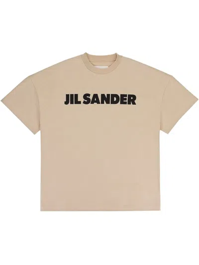 Jil Sander Dark Sand T-shirt Mit Logo-print In Nude