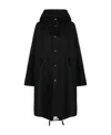 Jil Sander Hooded Midi Parka With Drawstring Waist In Black
