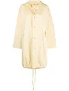 Jil Sander Logo Print Drawstring Coat In Neutrals