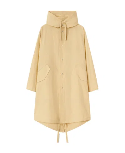 Jil Sander Logo Print Drawstring Coat In Yellow