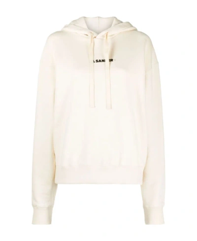 Jil Sander Logo-print Drawstring Hoodie In White