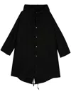 Jil Sander Hooded Midi Parka With Drawstring Waist In Black