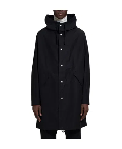 JIL SANDER JIL SANDER LOGO PRINTED DRAWSTRING HOODED PARKA