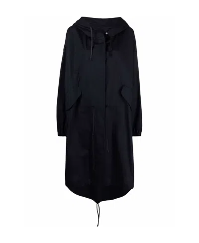 Jil Sander Logo-print Hooded Raincoat In Black