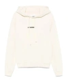 Jil Sander Hooded Sweatshirt Drawstring Ribbed Cuffs Hem In White