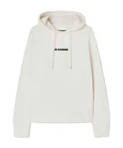JIL SANDER JIL SANDER LOGO PRINTED DRAWSTRING HOODIE