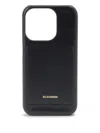 Jil Sander Logo Embossed Iphone 15 Leather Case In Black