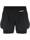 Jil Sander Logo Tech Layered Running Shorts In Schwarz